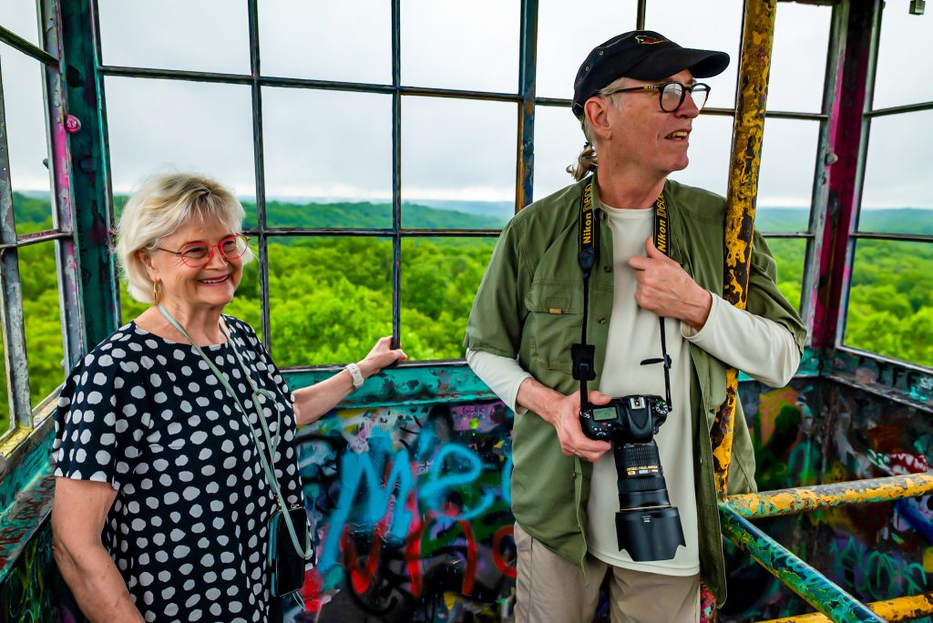 Joann, Steven, Hickory Ridge Lookout Tower, Hoosier National Forest - Photograhph by Tom Diaz